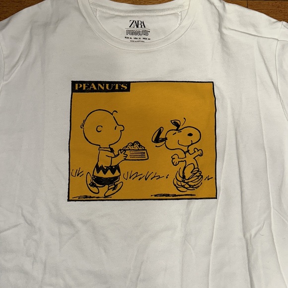 ZARA White Peanuts Tee shirt Mens XL - Picture 2 of 3